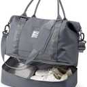 Spirit Travel Duffel - 18x14x8 Inches Weekender Overnight Bag with Shoes Compartment, Trolley Sleeve & Carry On for Airplanes, Sport Tote Gym Bag - Grey (Large)