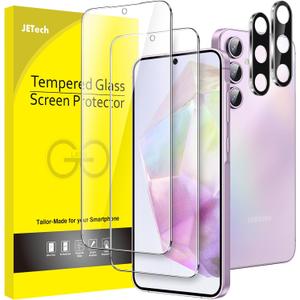 JETech Screen Protector for Samsung Galaxy A35 5G 6.6-Inch with Camera Lens Protector, 9H Tempered Glass Film, HD Clear, 2-Pack Each