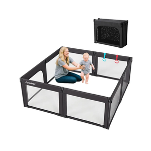 Doradotey Baby Playpen Foldable for Toddlers 1-3, Size and Shape Adjustable Enclosure, 8-Panels Detachable Gate 79x71 Large Indoor Playard, Easy Assembly and Clean, Safety Fence Play Area, Black