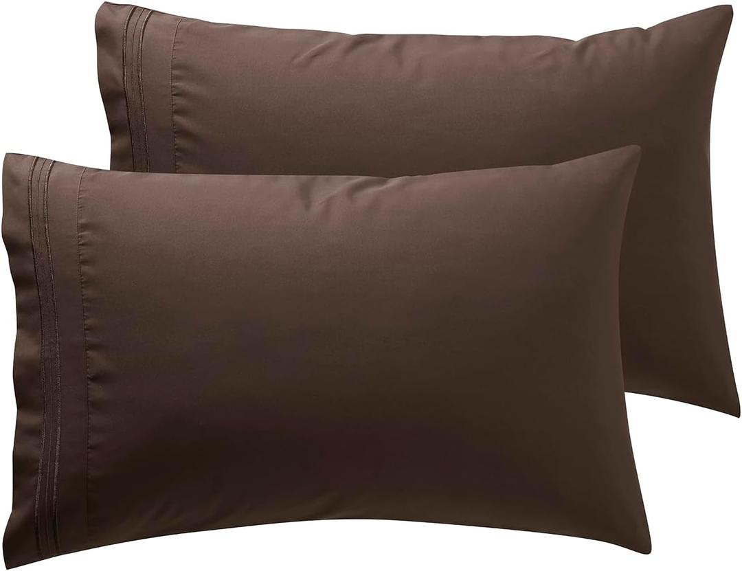 Nestl Brown Microfiber Queen Pillow Cases Set of 2, 20x30 Inches
