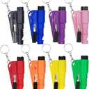 8 Pcs Car Window Breaker Tool Keychain,3 in 1 Glass Breaker and Seatbelt Cutter & Survival Whistle, Emergency Keychain Car Escape Tool Applicable to All Cars, Car Accessories (Green)