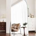 Full Length Mirror, 71"x30" Arched Floor Mirror, Oversized Standing Mirrors, Hanging or Leaning Against Wall Mounted Mirrors, Large Full Body Mirror with Aluminum Frame for Bedroom (White)