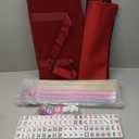 American Mahjong Tile Set, 166 Premium White Tiles, 4 All-in-One Color Rack/Pushers, Complete Mahjong Game Set Red Carrying Bag