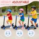 Toddler Scooter, 3 Wheels for Kids 2-7 Year Old LED Lighted, Folding Lean-to-Steer Kids Scooter with 3 Adjustable Handlebar for Boys Girls, Blue