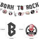 Rock Party Decorations - Guitar Themed Banner, Spiral Cards, and Honeycomb Ornaments - Perfect for Karaoke, Birthday, and Rock and Roll Parties