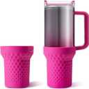 Silicone Boot for Stanley Cup 30oz / 20oz, Hot Pink Neon Boot Sleeve Cover Fit with Stanley H2.0 and Quencher Adventure Tumbler Accessories (30 oz & 20 oz, Hot Pink) (Hot Pink)