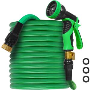 Garden Hose 100FT, Expandable Water Hose with 4 Layer Latex Core & 3/4 inch Solid Brass Fittings, Flexible Lightweight Water Hose Pipe, Lightweight & No-Kink Flexible Hose for Yard Washing