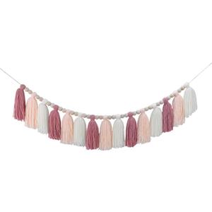 DrCor Pastel Pink Boho Tassel Garland  Blush Nursery Wall Decor for Girls Bedroom, Kids Room or Dorm, Gender Reveal or Baby Shower Backdrop, Bohemian Mantel or Entryway Decoration