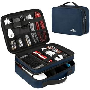MATEIN Electronics Organizer Travel Case, Water Resistant Portable Travel Cord Organizer for Earphone, Power Bank, and Flash Drive, Universal Carry Case for Cables, Tech Gifts for Men, Navy Blue
