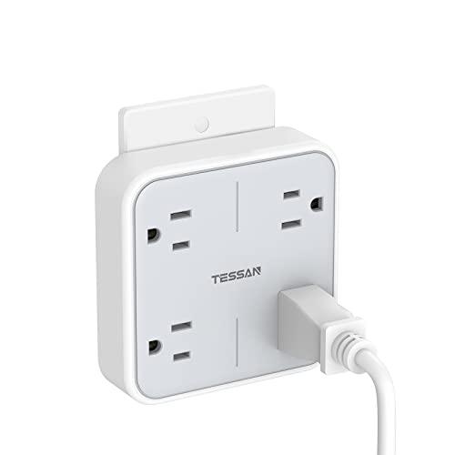 Multi Plug Outlet Splitter, TESSAN Widely Spaced Outlet Extender with 4 AC, Wall Plug Expander Surge Protector for Home, Office, Dorm Essentials