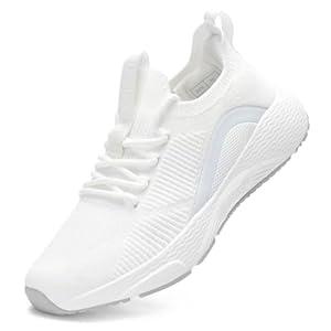 Lamincoa Women's Running Shoes Slip on Walking Sneaker Lightweight Tennis Shoes Casual Athletic Sneakers for Outdoor Gym Workout White, 6.5