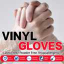 SANYU Disposable Vinyl Gloves, Powder-Free, Latex-Free, Non-Sterile, Cleaning, Housework, 4 mil, Clear, 100Pcs-Count