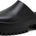 Womens Platform Mules Slip On Sandals Closed Toe Clogs Non-Slip Thick Sole Waterproof Slippers (9, Black)