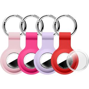 2 x Holder Case Keychain for AirTag 2nd & 1st Gen, 4 Pack, Multicolor-7 | Full Coverage, Anti-Scratch, PC+Silicone, For Bags,