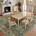 Lofus 8x10 Area Rugs for Living Room, Washable Area Rug, Rugs for Bedroom, Kitchen, Vintage Boho Carpet, Soft Non-Slip, Low Pile Large Area Rug for Office Dining Room, Green