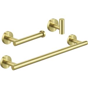 KES Bathroom Hardware Set SUS 304 Stainless Steel 3-Pieces 16 Inch Towel Bar Toilet Paper Holder Towel Hook Brushed Gold Finish, LA20BZ-32