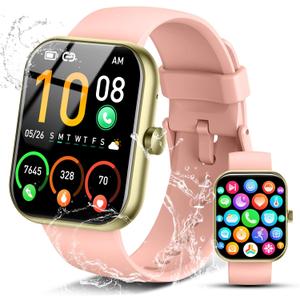 2026 Smart Watch for Men Women (Answer/Make Call), 1.96" HD Fitness Tracker Running Watch,IP68 Waterproof,Pedometer, Sleep/Step/Activity/Heart Rate Monitor,110+ Sport Mode Smartwatch for Android,Pink