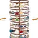 MODOWEY Rotating Earring Holder Organizer Stand, 6 Tier Large Capacity Jewelry Display Tree for Women Vendors, 264 Hole Adjustable Metal Rack for Stud Hoop Dangle Storage, Spin for Easy Access, Bronze (Copper)