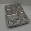 Stainless Steel Five Compartment Round Plate, Thali, Mess Tray, Dinner Plate Set of 12 pcs- 33 cm each