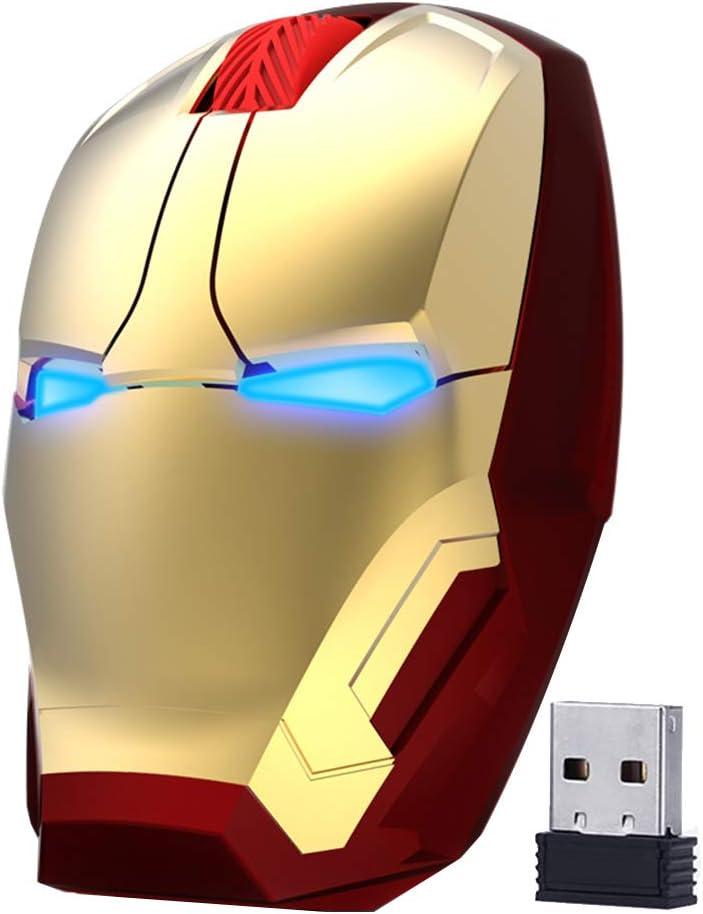 Wireless Iron Man Mouse 2.4G Optical Computer Mouse for Desktop Laptop PC Mac (Gold)