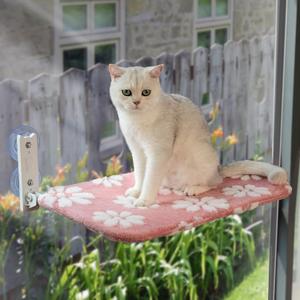 Cat Window Perch, Foldable Cat Window Hammock with Cute 3D Textured Flower Cover and Strong Suction Cups, Cordless Window Seat Bed for Indoor Cats (Pink, Large)