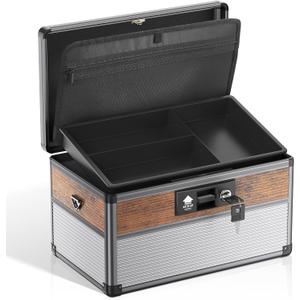 Glosen Medicine Lock Box,locking medicine box, Security Lock BoxesMedium Black 12 x 7.68 x 7.87 Inch, First Aid Key Safe Box for Medication