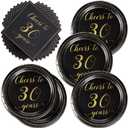 30th Birthday Party Supplies for Women and Men - 40pcs Plates Napkins 30th party tableware Set Black and Gold Party Decorations (J), regular
