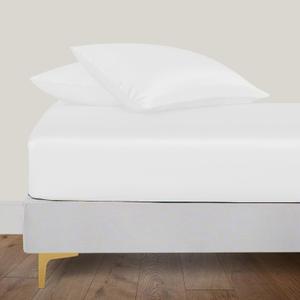 LINENWALAS Fitted Sheet Only Viscose Derived from Bamboo, Bottom Sheet for King Size Bed – 16” Deep Pocket, All Around Snug Fit – Cooling, Breathable, Soft, Hypoallergenic (White, King)