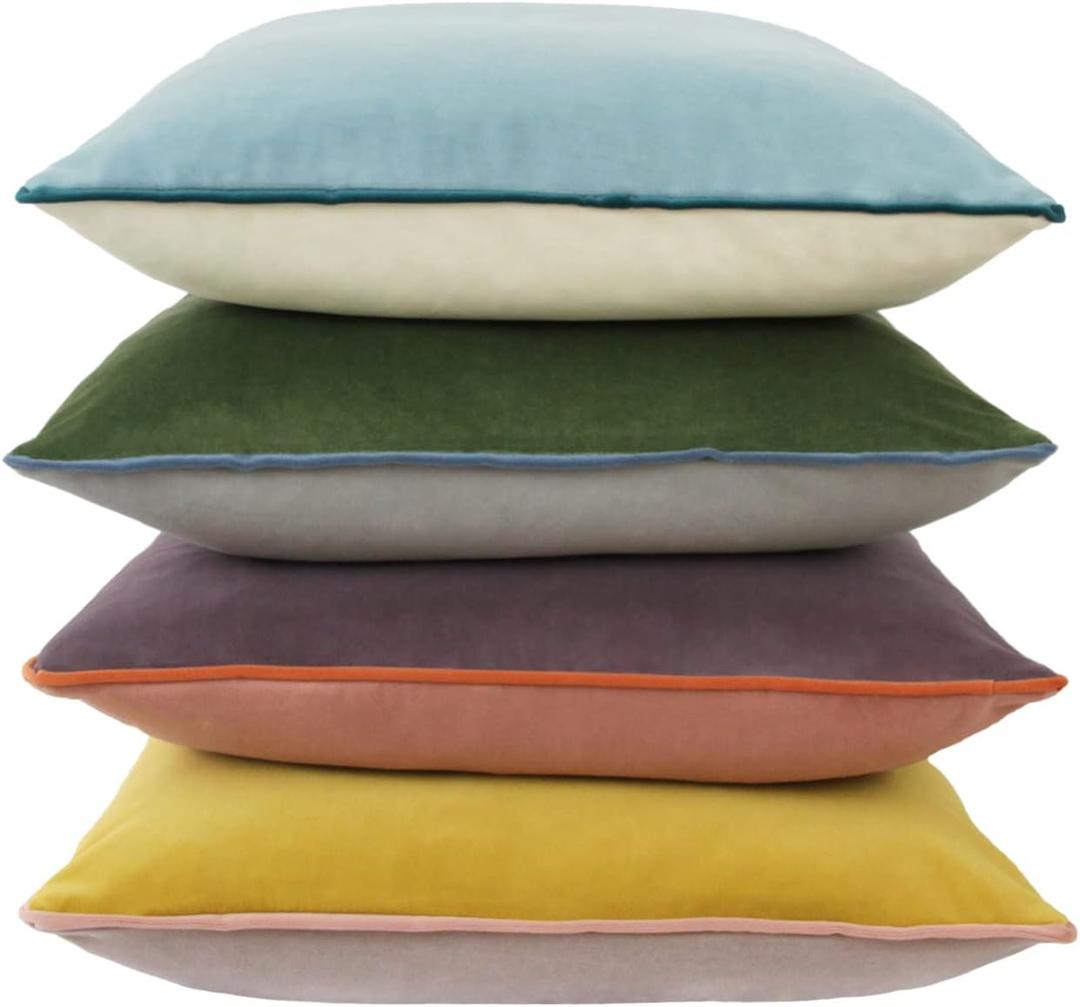 Btyrle Velvet Throw Pillow Covers 20x20 Inch Set of 4 Decorative Velour Pillowcases Double-Colored Cushion Covers for Sofa Couch,Cold-Edge