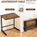 Extra Wide C-Shaped Folding TV Tray Table – Portable Laptop Desk with Cup Holder & Device Slots, No Assembly Rustic Wood Couch End Table for Bed, Sofa or Working, 23.23 x 15.35 x 26.77 inches