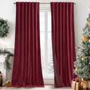 RYB HOME Burgundy Red Velvet Curtains for Christmas Decor, Soft Luxury Backdrops for Studio Theater, Back Tab Design for Bedroom Living Room, 52" W x L72 L, 2 Panels Set