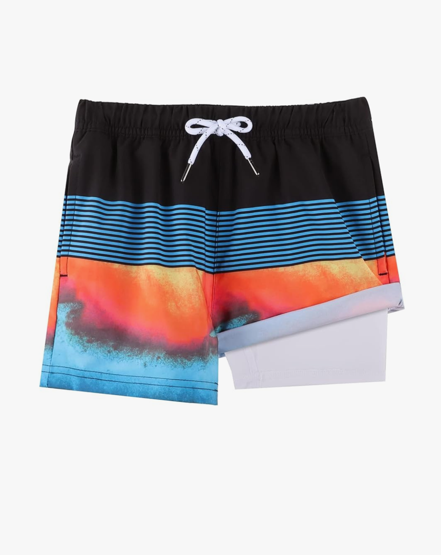 BRISIRA Boys Swim Trunks Bathing Suit Compression Boxer Brief Liner Swim Shorts Swimsuit Anti-Chafe Toddler Kids Youth Teen, Size -14-16Y