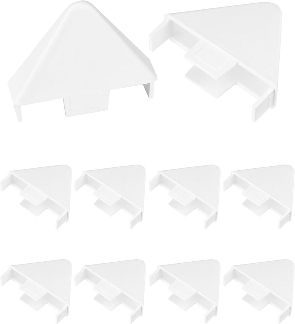 QWORK Vinyl Picket Fence Caps, 10 Pack 7/8" x 3" Fence Hats, Pointed Vinyl Stake Caps, White
