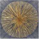 7Fisionart Sunburst Wall Art Gold Abstract Wall Decor Modern Radiant Color Pictures Paintings Grey Framed Artwork for Bedroom Living Room Kitchen Home Office 32"x32"