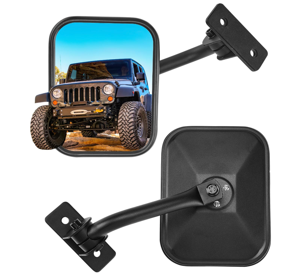 JOYTUTUS Mirrors Doors Off Compatible with Wrangler TJ JK JKU 1997-2018, Does Not Fit on Doors, Easy-Install Side View Mirrors, No Vibration & Wobble