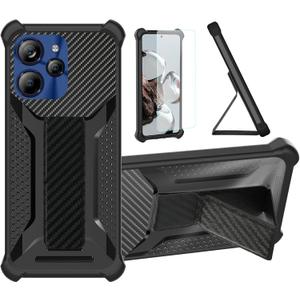 bojioderf Case Compatible for Lunar Eclipse L1 5G Phone Case Stand Cover [with Tempered Glass Screen Protector] Hybrid Case [Folding Support Magnetic] [Frosted Anti-Fingerprint] Black