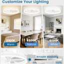 VOLISUN Low Profile Ceiling Fans with Lights and Remote, 27.6in Flush Mount Ceiling Fans with Light, 3000K-6500K Dimmable Fandelier LED Fan Light, White Bladeless Ceiling Fans with Lights for Bedroom