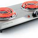 OVENTE Electric Countertop Double Burner, 1700W Cooktop with 6" and 5.75" Stainless Steel Coil Hot Plates, 5 Level Temperature Control, Indicator Lights and Easy to Clean Cooking Stove, Silver BGC102S