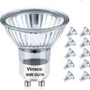 Vinaco 10 Pack Halogen GU10 120V 50W Candle Warmer Bulb Dimmable, MR16 GU10 C 120V 50W 2800K Warm White, 50 watt Halogen Light Bulb for Candle Warmer Lamp Replacement, Track Lighting