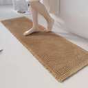 Non Slip Bath Mats for Bathroom Soft Absorbent Boho Bathroom Rugs with Tassels Waffle Bath Mat Machine Washable Brown, 1'6" x 4'