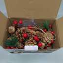 20 LED Christmas Pinecone Lights,7 FT Pinecone Red Berry Bell Christmas Garland with Lights Battery Operated Christmas Decorations String Lights with PineCone Indoor Outdoor Wedding Birthday Party