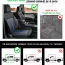 for Chevy Silverado & GMC Sierra Leather Seat Covers Crew Cab 1500 2014-2018, 2500HD 3500HD 2015-2019, Custom Seat Cover Full Set, Pickup Protector Accessories, Black Blue(W/O Rear Cupholder)
