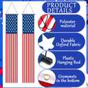 14 Pcs 4th of July Porch Decorations Patriotic Bunting Outdoor Hanging Decor with Red White Blue Paper Fans American Flags Door Banners Garland for 250th Anniversary Veterans Day Outdoor Porch Decor