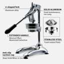 Cast Iron Manual Juicer, Full 304 Stainless Steel, Gravity Press Lever, Effortless Hand Press Juicer for Citrus Lemon Lime Grapefruit, Easy to Clean with Wide Stable Base (Silver)