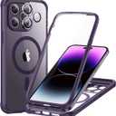 ESR for iPhone 14 Pro Max Case, Compatible with MagSafe, Full-Body Military-Grade Drop Proof Case with Built-in 9H+ Tempered Glass Screen Protector, Armor Series, Clear Purple