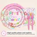 96 Pcs Sweet Sassy and 5 Birthday Decorations Donut 5th Birthday Party Decorations for Girls Colorful Donut Plates and Napkins 5 Years Old Disposable Party Supplies Serves 24