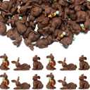 Giegxin 60 Pcs Easter Mini Chocolate Bunny Decor Fake Chocolate Little Bunny Figurine Tiny Resin Rabbit Figurine Miniature Rabbit Decor for Easter DIY Craft Embellishment Basket Filler Home Decoration