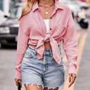 Oversized Button Down Shirts for Women Cotton Boyfriend Long Sleeve Work Blouses Tops (XL)