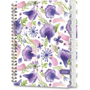 2026 Planner, Weekly and Monthly Calendar Academic Planners, Jan 2026 - Dec 2026, Planning Agenda Notebook for Office School Supplies, Purple Petals