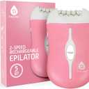 Pursonic Fe120P Cordless Epilator with 40 Tweezers - Rechargeable 2 Speed Epilators Hair Removal for Women - Compact Hair Removal Device for Arms, Legs, Underarms & Bikini Area (Pink)